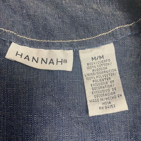 HANNAH Embellished Beaded Denim Jacket Ruffle Trim Size Medium Blue SEE DESCRIPT - Picture 9 of 9